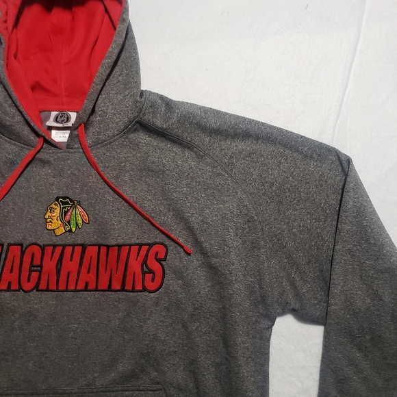 NHL Offical Licensed Gray Chicago Blackhawks Hockey Long Sleeve Hoodie Men's XL - Picture 3 of 16